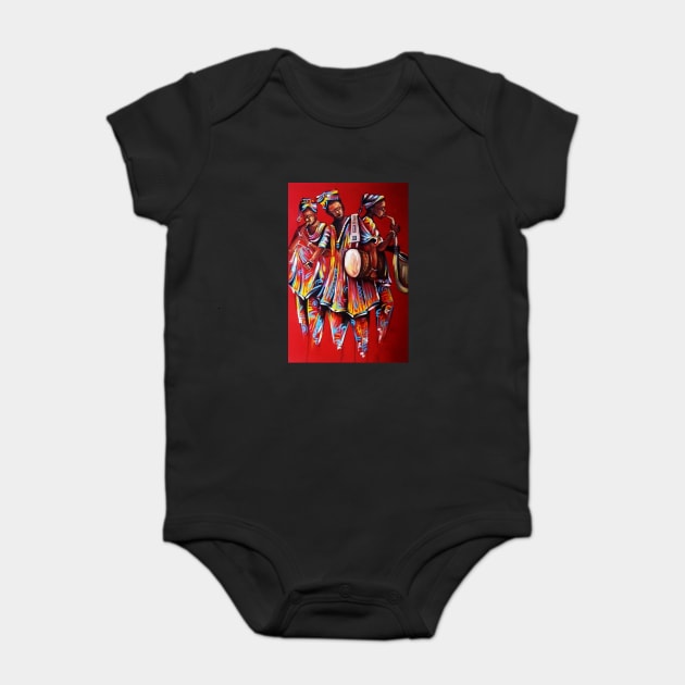 African People playing Instruments, Black History Art Baby Bodysuit by logiamerch